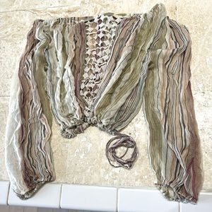 FREE PEOPLE long sleeve shirt with crochet detail